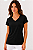 Blusa Feminina Lisa Gola V Manga Curta Preta Basic - Imagem 1
