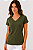 Blusa Feminina Lisa Gola V Manga Curta Verde Militar - Imagem 1