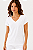 Blusa Feminina Lisa Gola V Manga Curta Branca Basic - Imagem 2