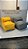 Conjunto Puff M Standard + 2 Almofadas Cinza e Amarelo - Imagem 2