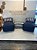 Conjunto Puff M Standard Azul Marinho+ 1 Peseira + 2 Almofadas Listradas - Imagem 1
