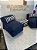 Conjunto Puff M Standard Azul Marinho+ 1 Peseira + 2 Almofadas Listradas - Imagem 5