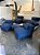Conjunto Puff M Standard Azul Marinho  + 2 Peseiras + 4 Almofadas - Imagem 1