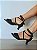 Sandália Corino Preto com duplo cruzado, glitter preto e tela preta 4 cm - Imagem 1