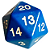Central Dice - d20 JUMBO: Opaco Azul e Branco - Imagem 1