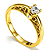 Anel Solitário Ouro 12K com Zircônia Elegance Noivado | AS44 - Imagem 1