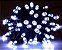 Pisca 100 LEDS Branco e fio verde Ø1,8mm com 20 Strobos brancos IP65 Externo 220V 10 metros. - Imagem 1
