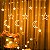 Cascata com 150 LEDs Branco Quente fio de Fada estrela e lua na ponta 8 funções 2,5 metros bivolt. - Imagem 1