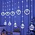 Cortina com 135 LEDs Branco Frio 5 argolas e 5 bolas figuras natalinas 3 metros bivolt. - Imagem 1