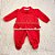 Macacão Bebê Menina Luxo Vermelho Algodão - Imagem 1