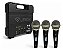 Kit 3 Microfones Profissional LeSon Sm58 K3 Preto Com Maleta Preto - Imagem 1