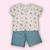 PIJAMA CURTO FEMININO  (MANGA CURTA E BERMUDÃO) - FLORAL VERDE - Imagem 1