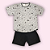 PIJAMA CURTO FEMININO - CORAÇÃO PRETO E CINZA - Imagem 1