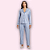 PIJAMA AMERICANO LONGO - LISTRA AZUL - Imagem 1