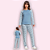PIJAMA LONGO FEMININO - LISTRA AZUL - Imagem 1