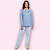 PIJAMA MOLETINHO FLANELADO FEM - SERENA AZUL CLARO - Imagem 1