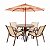 Conjunto de mesa Lótus Mesa Ripada com 4 Poltronas e Ombrelone - Imagem 1