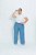 Calça Pantalona Wide Leg Jeans Feminina Lavagem Clara - Imagem 2