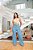 Calça Pantalona Wide Leg Jeans Feminina Lavagem Clara - Imagem 8