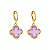 Brinco Dourado de Trevo com Zircônia Rosa - Imagem 1