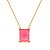 Colar Dourado de Pedra Retangular Rosa - Imagem 1
