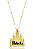 Colar Personalizado Castelo Da Disney Nome Folheado Em Ouro 18k - Imagem 1