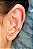 Brinco Ear Cuff Com Piercing Fake E Zircônias Colorida Banhado Em Ouro 18k - Imagem 1