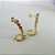 Brinco Ear Cuff Com Piercing Fake E Zircônias Colorida Banhado Em Ouro 18k - Imagem 8