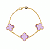 Pulseira Dourada Trevos Zircônia Rosa - Imagem 1