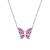 Conjunto Prateado de Borboletas Cravejado de Zircônia Rosa - Imagem 4