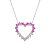 Conjunto Prateado de Coração Vazado Cravejado de Zircônia Rosa Dois Tons - Imagem 3