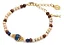 Pulseira Mariana Nossa Senhora Aparecida 4mm Peixe Coroa Marrom Azul E Dourado - Imagem 4