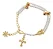 Pulseira Terço Dourado Pérola Strass Delicada Vidrinho Pérola 22 Cm - Imagem 4