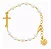 Pulseira Infantil Menina Dourado Dezena Pérola Cruz Pérola 20 Cm - Imagem 1