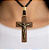 Kit 10 Colar Cordão Marrom Cristo Crucifixo Mad Imbuia 40cm - Imagem 3