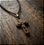 Kit 10 Colar Cordão Marrom Cristo Crucifixo Mad Imbuia 40cm - Imagem 4