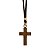 Kit 10 Colar Cordão Marrom Cristo Crucifixo Mad Imbuia 40cm - Imagem 5