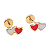 Brinco Baby Coração Duplo Resina Folheado a Ouro - Imagem 5