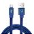 Cabo Micro USB, Sincronização e Recarga 12W 2.4A, Tecido Reforçado, 1 metro, Azul, CNV510BE, ELG - Imagem 1