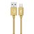 Cabo Micro USB, Sincronização e Recarga 12W 2.4A, Nylon Trançado com Blindagem, 2 metros, Dourado, M520BG, ELG - Imagem 1