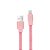 Cabo USB Lightning, Sincronização e Recarga 12W 2.4A, Tecido Reforçado, 1 metro, Rosa, CNV810PK, ELG - Imagem 1