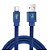 Cabo USB Tipo-C, Carga Rápida 15W 3A, Tecido Reforçado, 1 metro, Azul, CNVC10BE, ELG - Imagem 1
