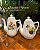 Conjunto de 2 Bules antigos de Porcelana branca Rami com pintura floral - Imagem 1