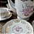 Jogo de Chá e Café da extinta Porcelana Steatita - Paraná, com linda decoração floral composto de 1 Bule, 6 Xícaras e 6 pires - Imagem 8