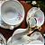Jogo de Chá e Café da extinta Porcelana Steatita - Paraná, com linda decoração floral composto de 1 Bule, 6 Xícaras e 6 pires - Imagem 18