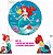 Ariel Pequena Sereia Kit Festa na Mesa 50cm Painel Redondo Romano e Display Mdf - Imagem 2