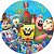Bob Esponja Kit Festa na Mesa 50cm Painel Redondo Romano e Display Mdf - Imagem 4