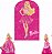Barbie Kit Festa na Mesa 50cm Painel Redondo Romano e Display Mdf - Imagem 3
