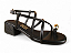 Sandalia Salto Bloco Anna Flor Tiras Dedo Com Adorno Preto - Imagem 1