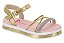 Sandalia Flat Molekinha Com Tiras E Strass Dourado/Cristal - Imagem 1